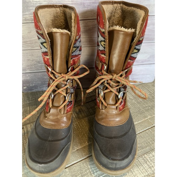 Bare Traps Women's Size 7.5 Yaegar Cold Weather Boots Faux Fur Trim Lace Up - Picture 2 of 8